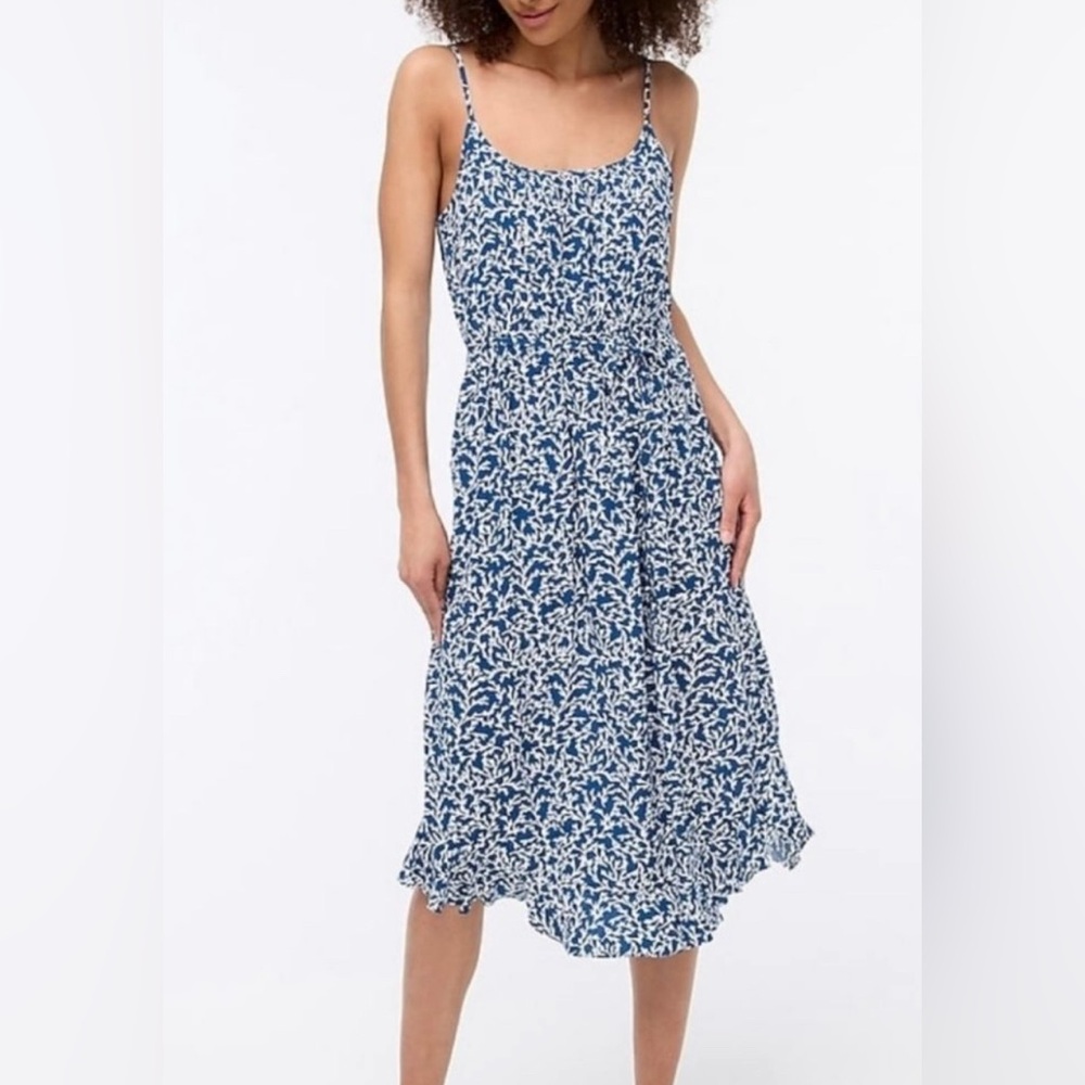 J. Crew Blue and White Midi Dress